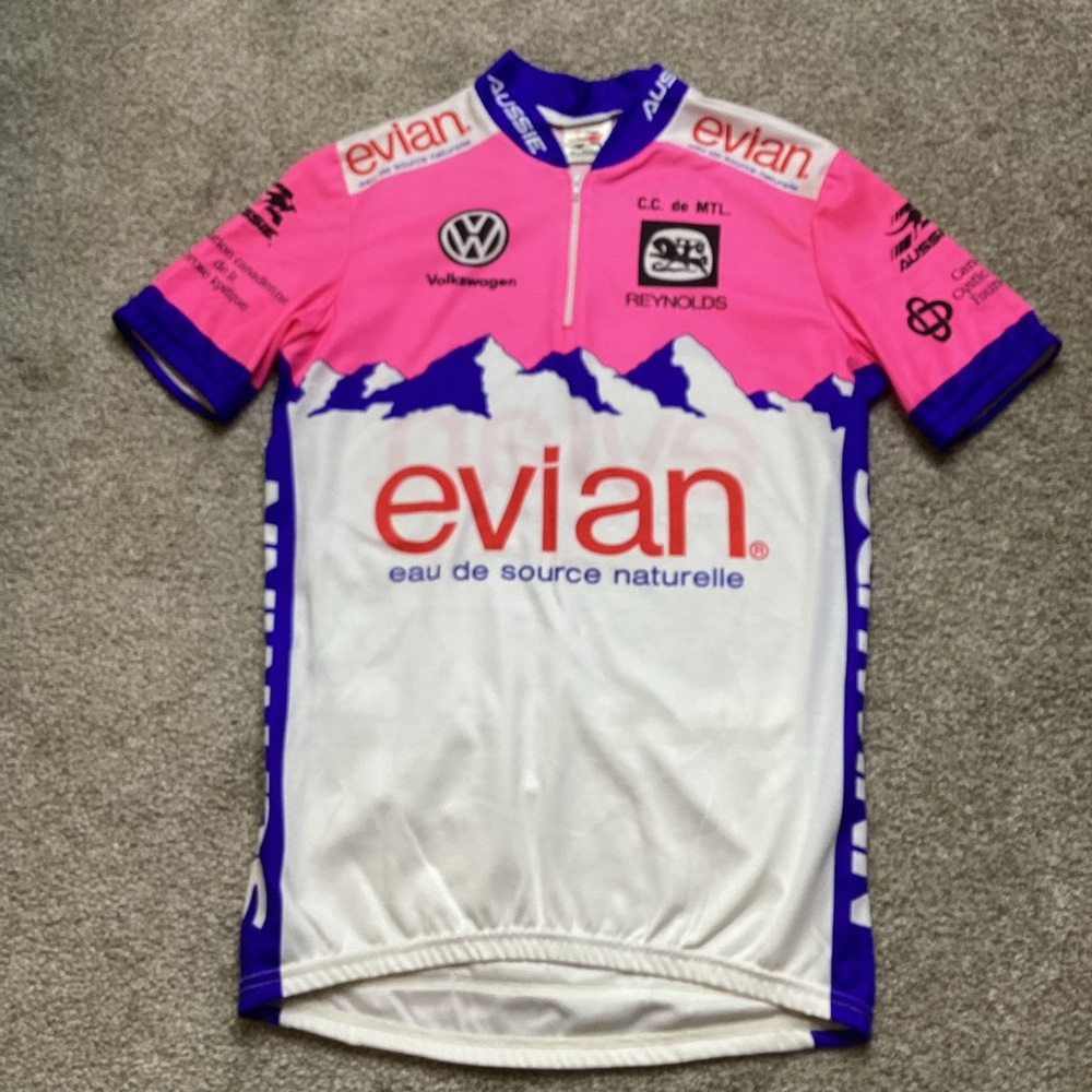 Evian Vintage Cycling Jersey Canadian 1990 Tour de France Bike Racing Volkswagen
